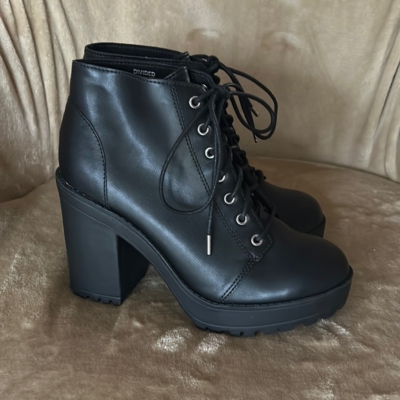 H&M Shoes Hm Divided Womens Chunk Heel Combat Boots Poshmark